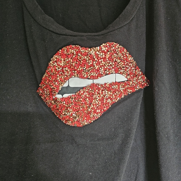 G by Guess Womens Sequin Lips T-shirt L T-shirt Preowned - Picture 7 of 8